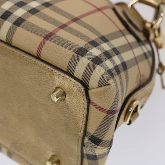 BURBERRY Nova Check Hand Bag PVC Leather Beige Auth yk7516 - Picture 9 of 16